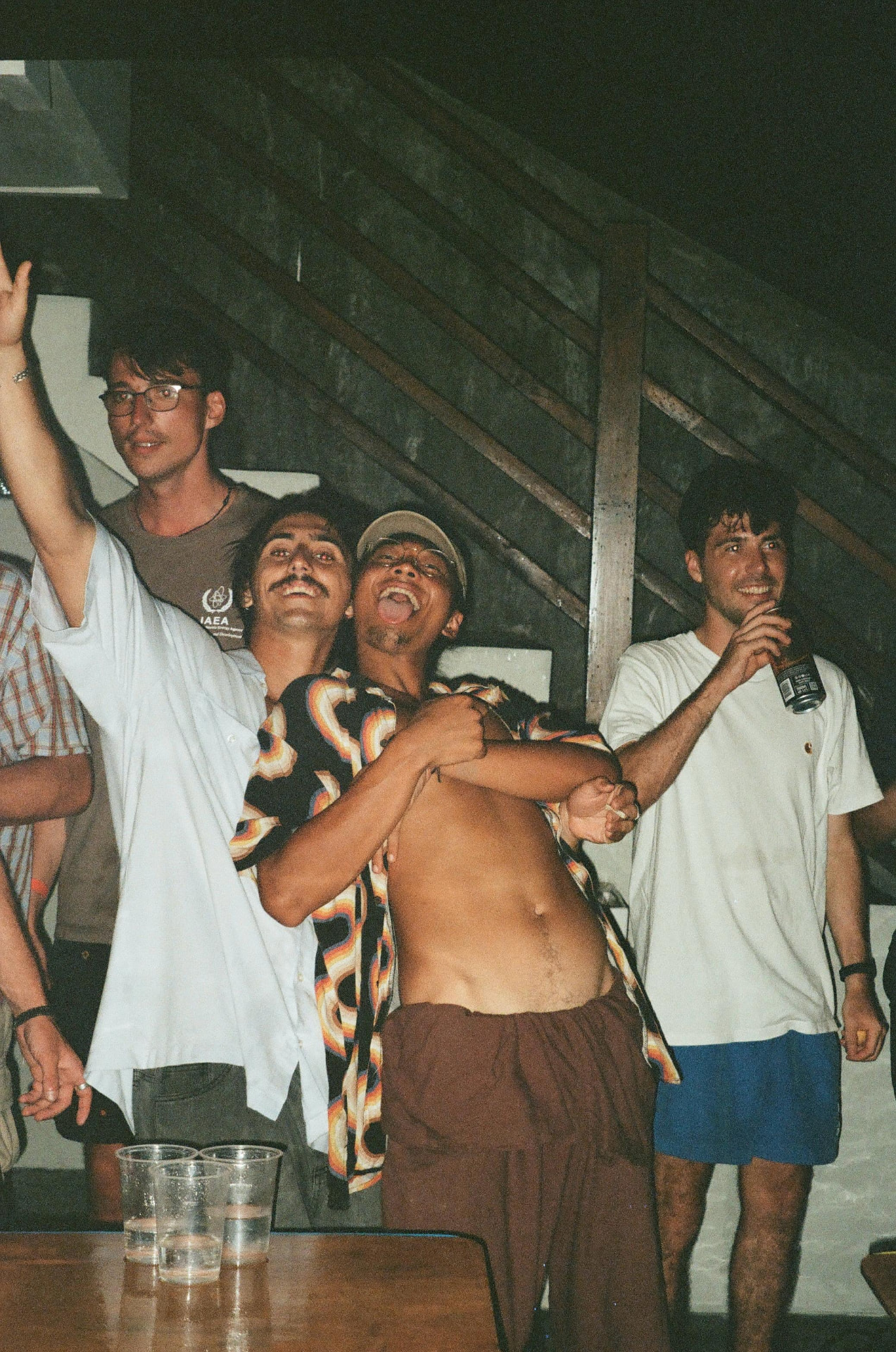Camp crew celebrating together after a day in the water